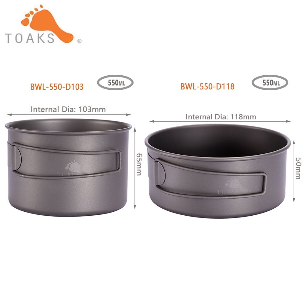 Outdoor Camping Cooking Equipment - TOAKS BWL-550 티타늄 Bowl 와 접는