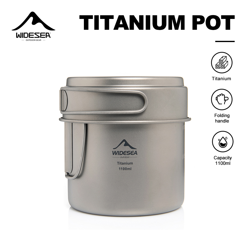 Outdoor Camping Cooking Equipment - Widesea 초경량 티타늄 캠핑 냄비 1100ml