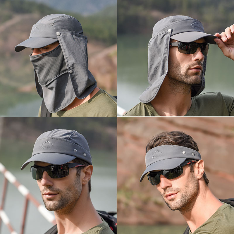 Camping Outdoor Quick Drying Sun Neck Protection Cap Hat - 남성용 다기능 접이식 빠른 건조 방수