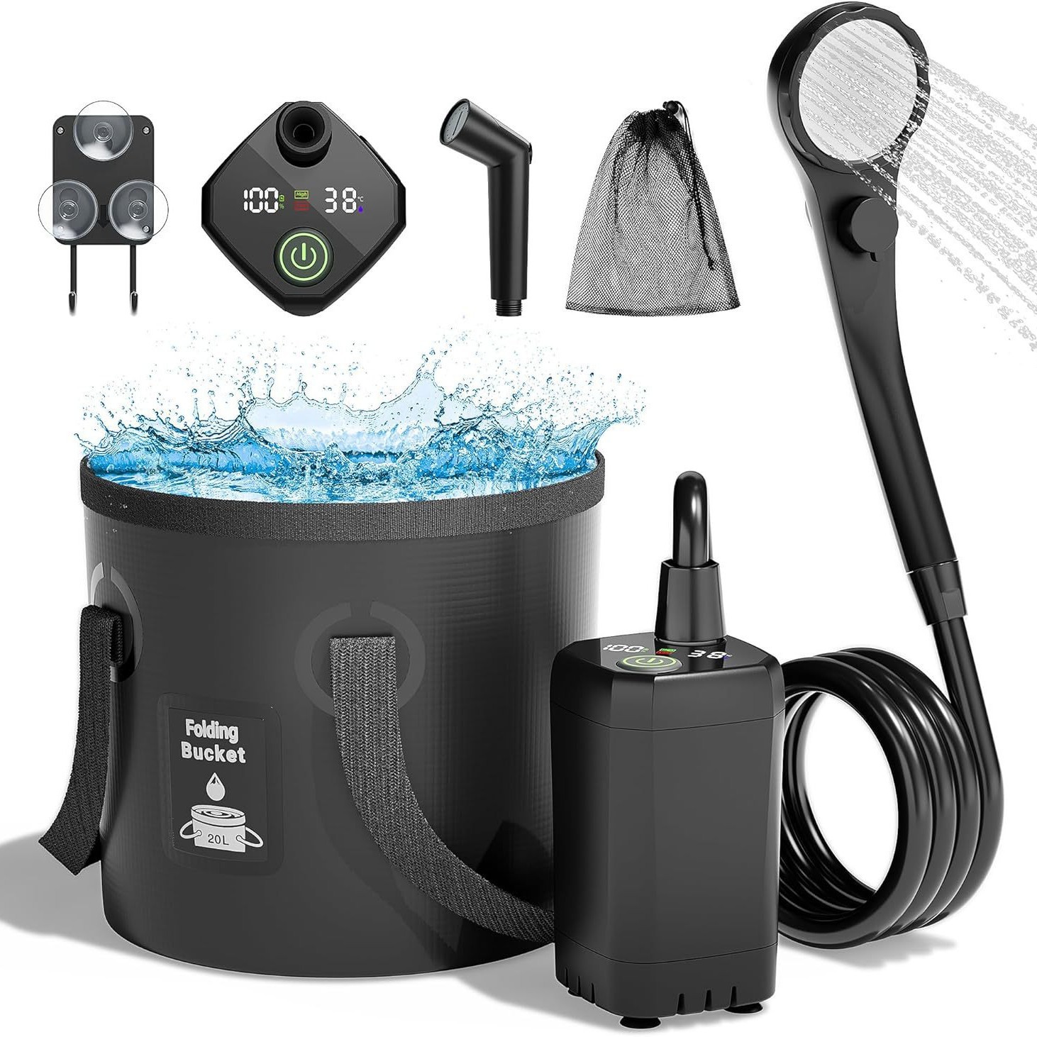 Outdoor Camping Shower - 휴대용 자흡식 전기 야외 샤워기, 가정,