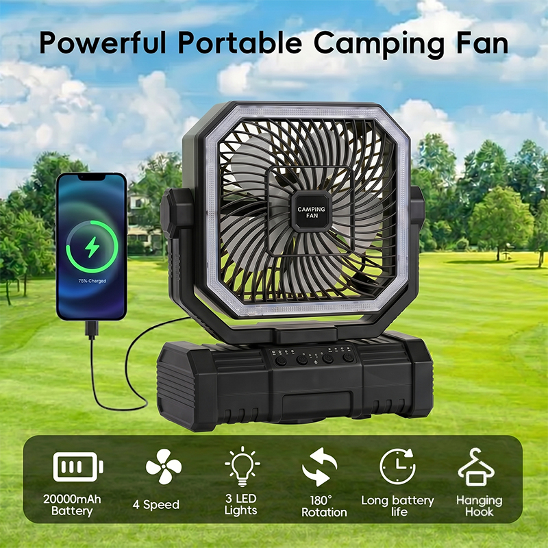 Outdoor Camping Misting Fan - 20000mAh 캠핑 천장 선풍기, 충전식 배터리