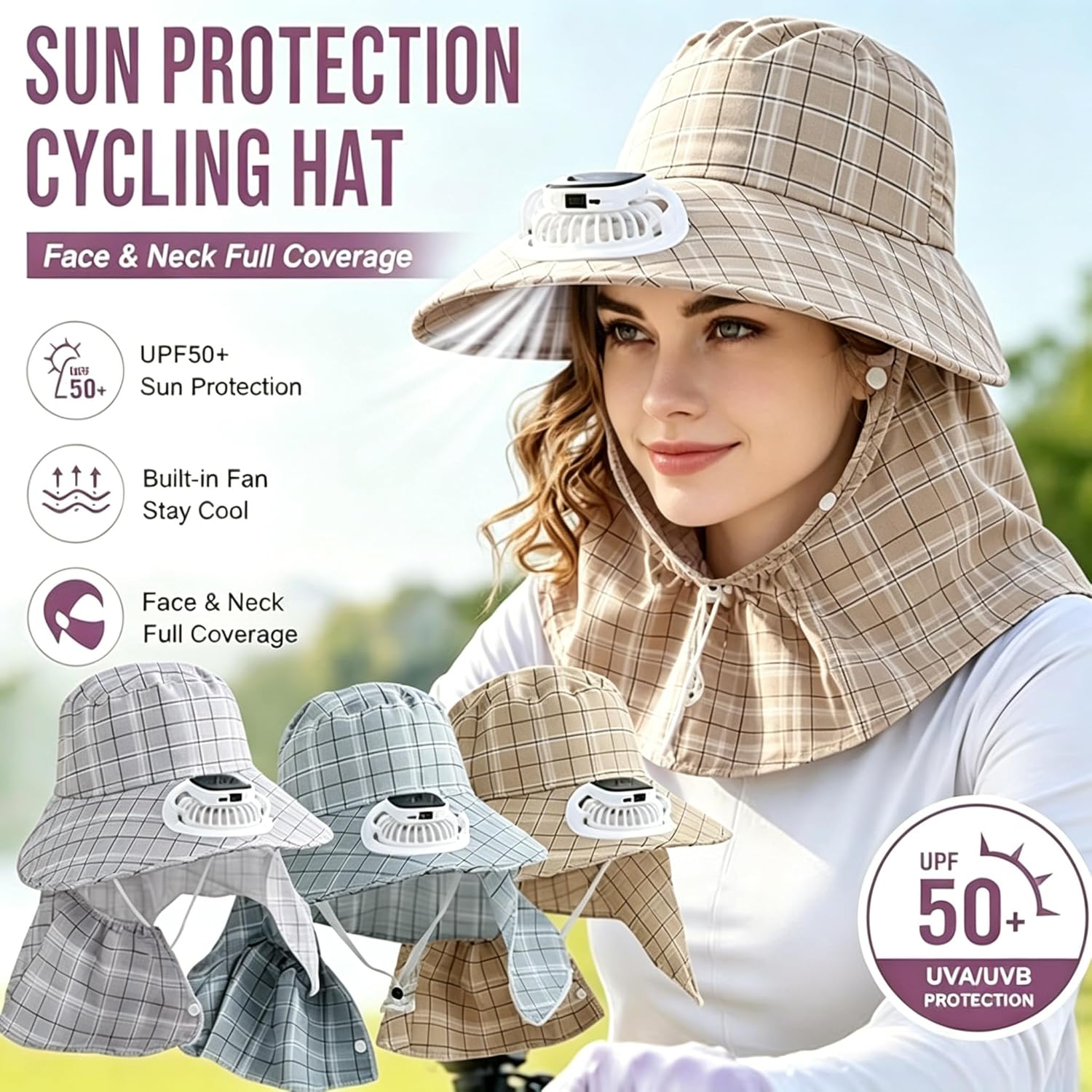 Outdoor Camping Hat - 1PC 태양광 넥 가드 팬 모자