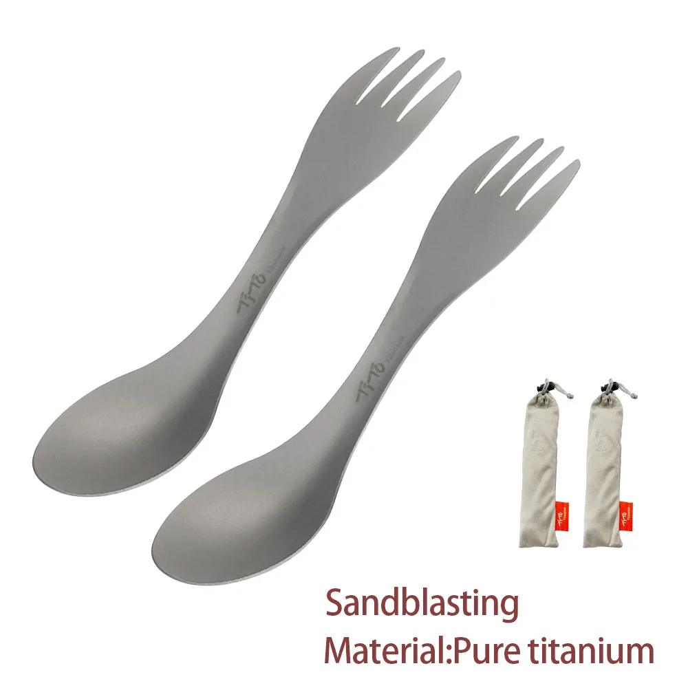 Outdoor Camping Cooking Equipment - 티타늄 스포크 2-in-1 스푼 초경량 조리기구