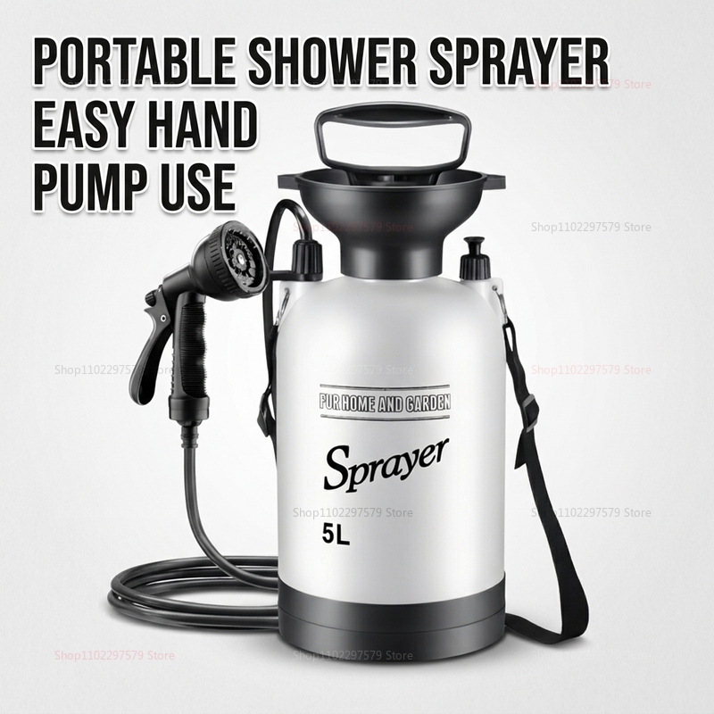 Outdoor Camping Shower - 휴대용 캠핑 샤워기 5L 수동 펌프