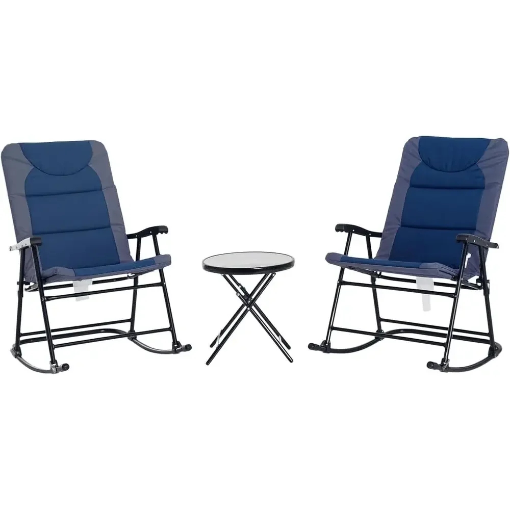 Outdoor Camping Rocking Chair - 네이비 블루 3피스 야외 파티오 가구