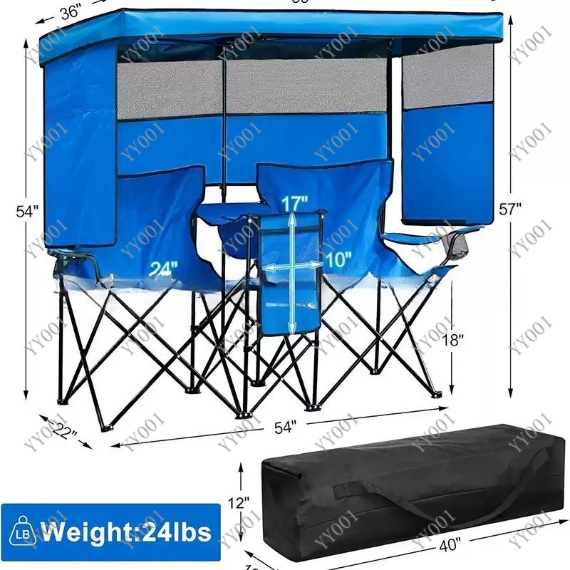 Outdoor Camping Chairs Folding - 휴대용 이중 접이식 캠핑 의자 (차양막