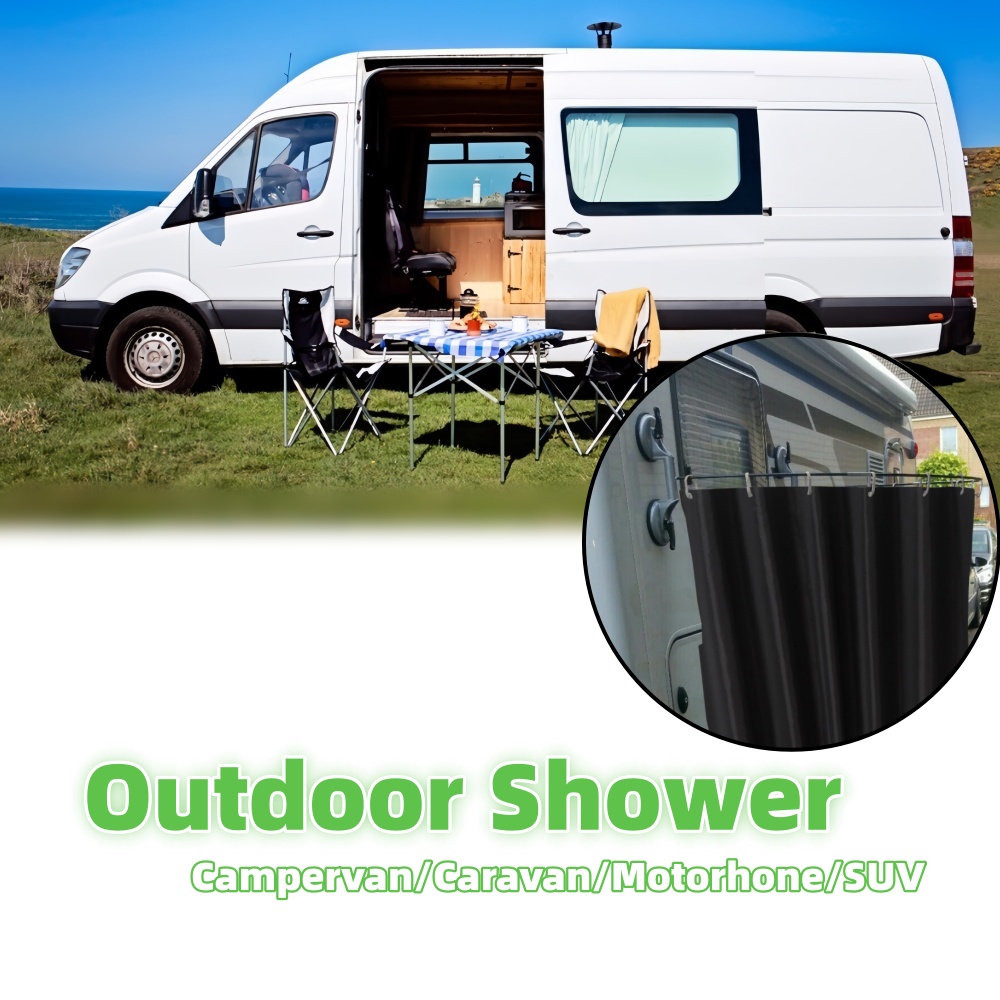Outdoor Camping Shower - 야외 캠핑 샤워 커튼 (흡착컵, 막대