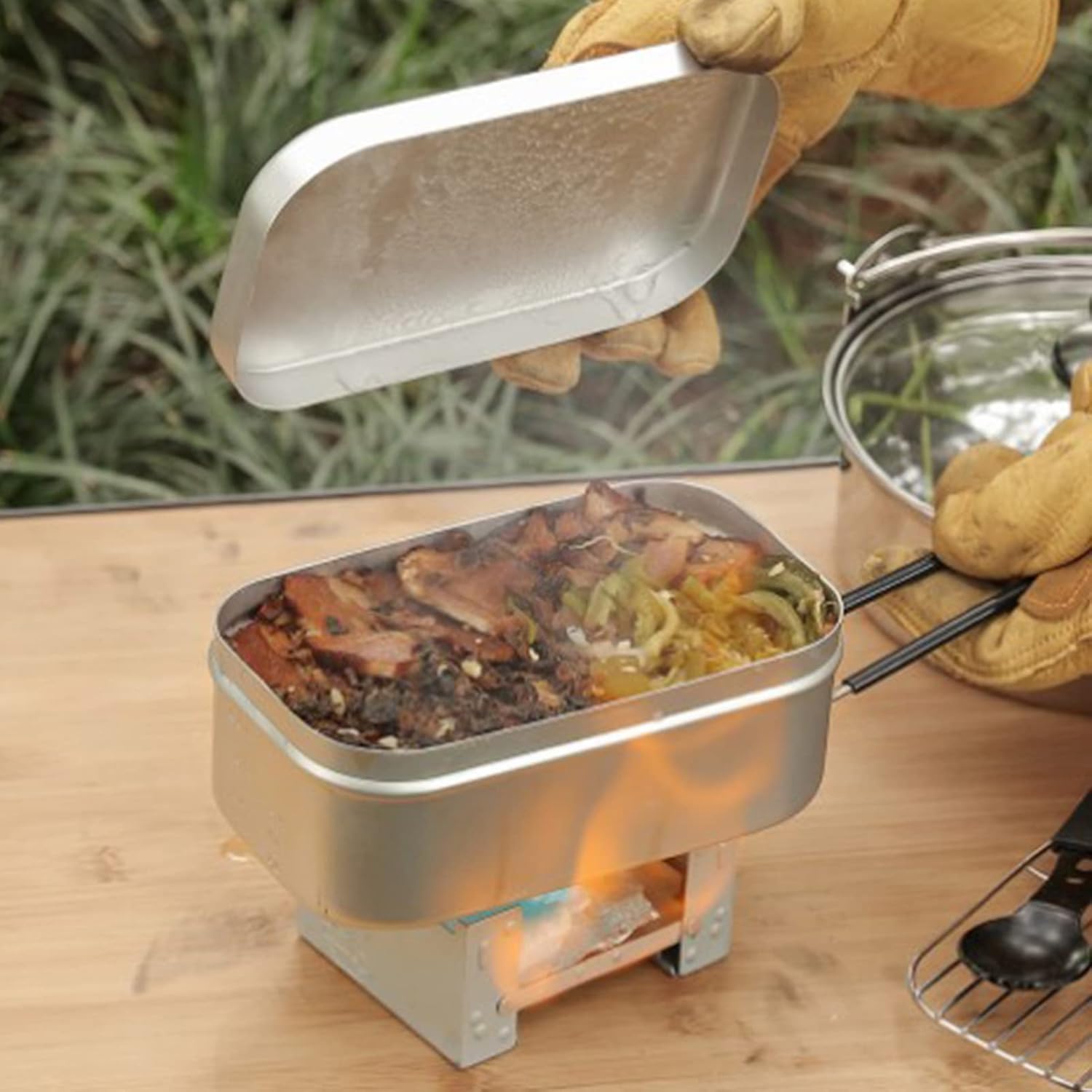 Outdoor Camping Cooking Equipment - 접이식 도시락 상자 손잡이, 성인용 도시락