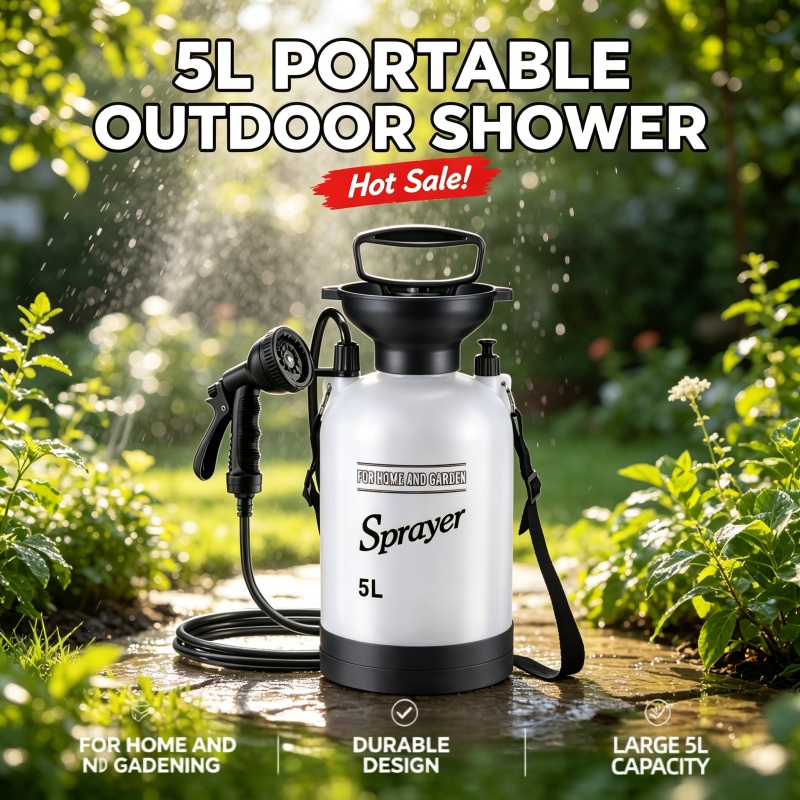 Outdoor Camping Shower - 5L 휴대용 캠핑 샤워 수동 압력