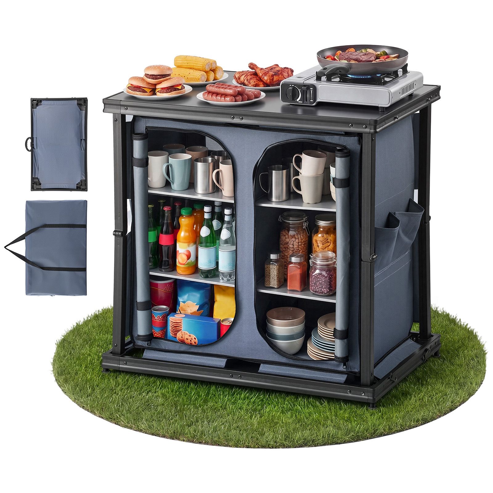 접이식 캠핑 수납장, 야외 휴대용 알루미늄 경량 테이블 - Outdoor Camping Kitchen Setup 리뷰 및 가격