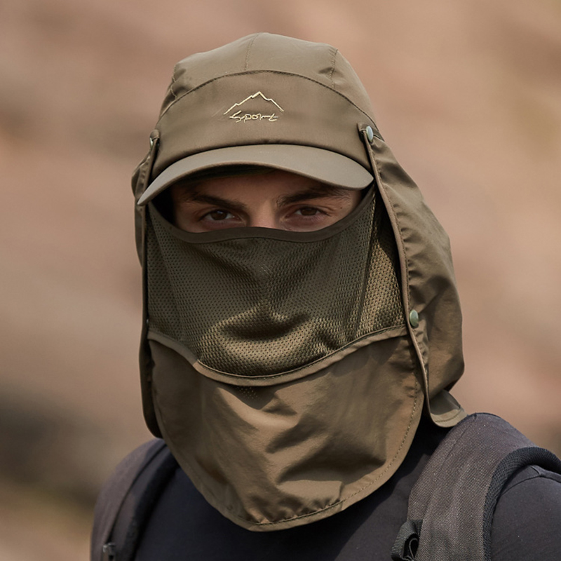남성용 다기능 접이식 빠른 건조 방수 모자, 야구용 자 - Camping Outdoor Quick Drying Sun Neck Protection Cap Hat 리뷰 및 가격