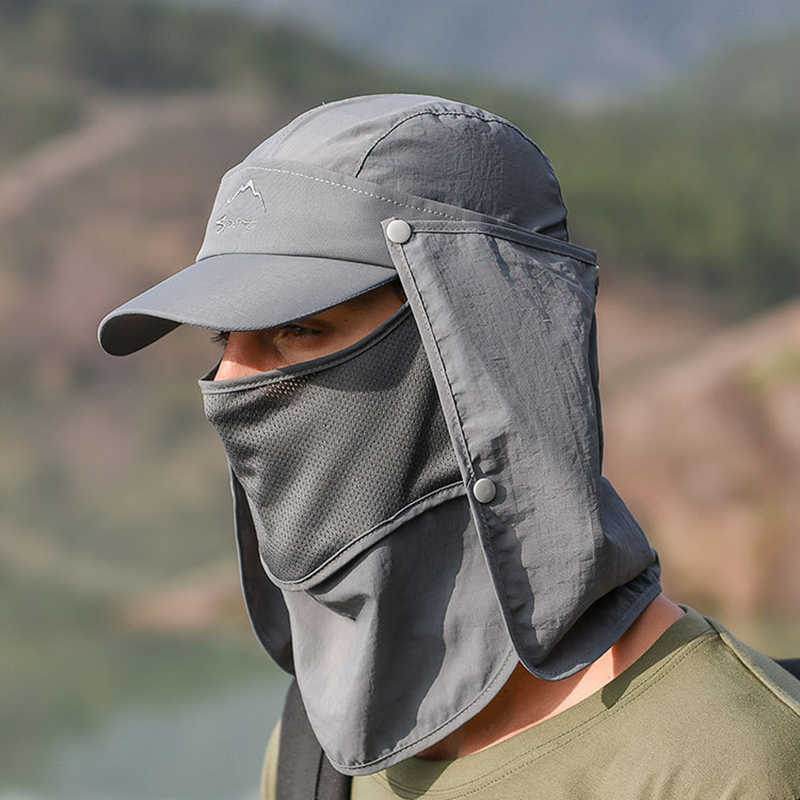 남성용 다기능 접이식 빠른 건조 방수 모자, 야구용 자 - Camping Outdoor Quick Drying Sun Neck Protection Cap Hat 리뷰 및 가격
