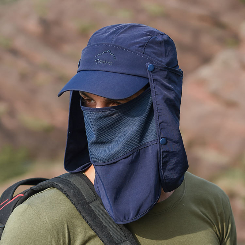 남성용 다기능 접이식 빠른 건조 방수 모자, 야구용 자 - Camping Outdoor Quick Drying Sun Neck Protection Cap Hat 리뷰 및 가격