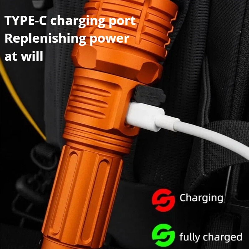 강력한 조명 LED 손전등 줌 가능 TYPE-C 충전식 - Outdoor Camping Lighting 리뷰 및 가격