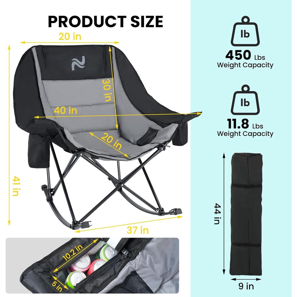 휴대용 야외 흔들의자(쿨러백 포함) - 400lbs(약 - Outdoor Camping Rocking Chair 리뷰 및 가격