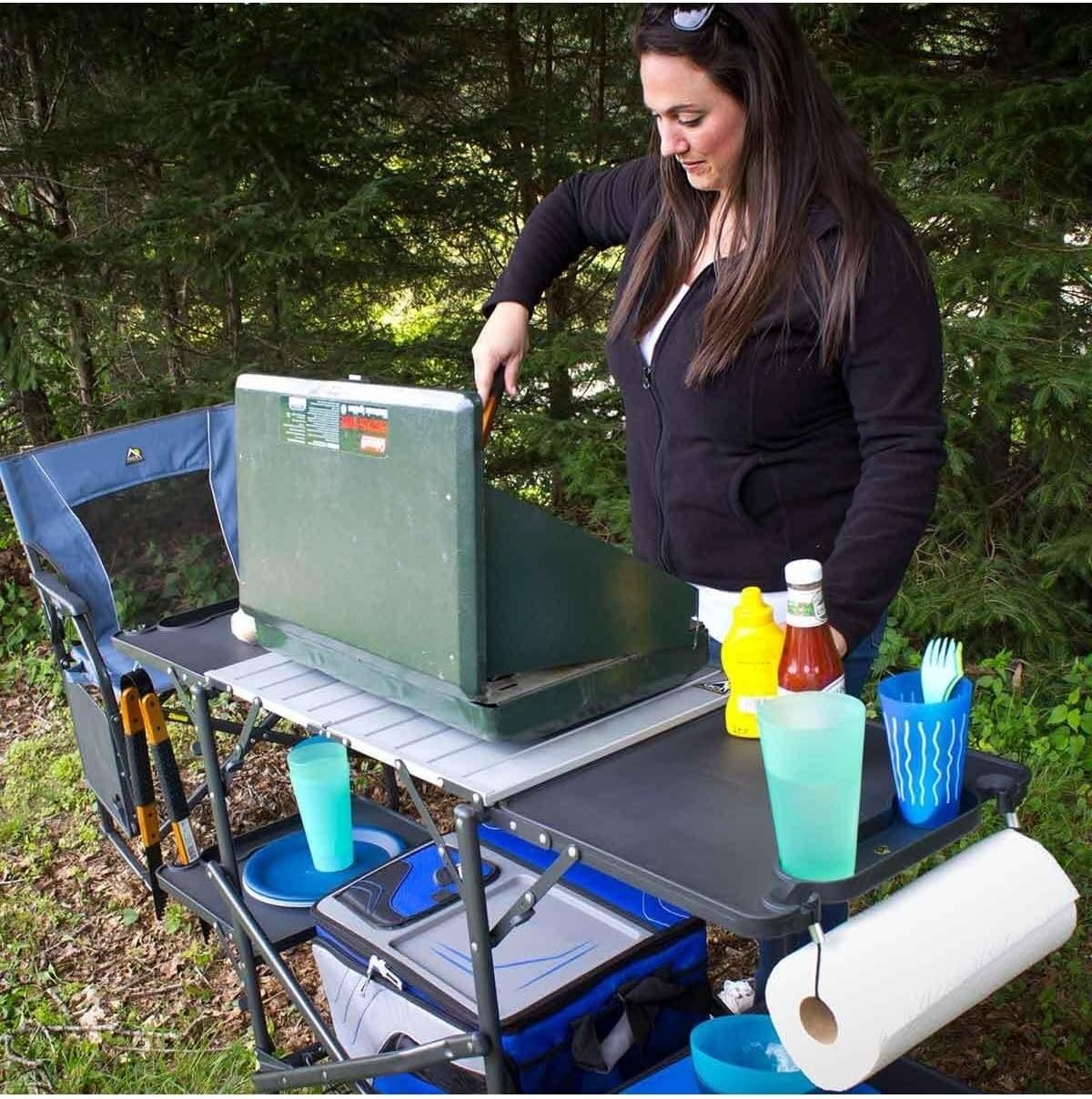 슬림형 접이식 휴대용 캠핑 키친 테이블, 내열 상판,  - Outdoor Camping Folding Table 리뷰 및 가격