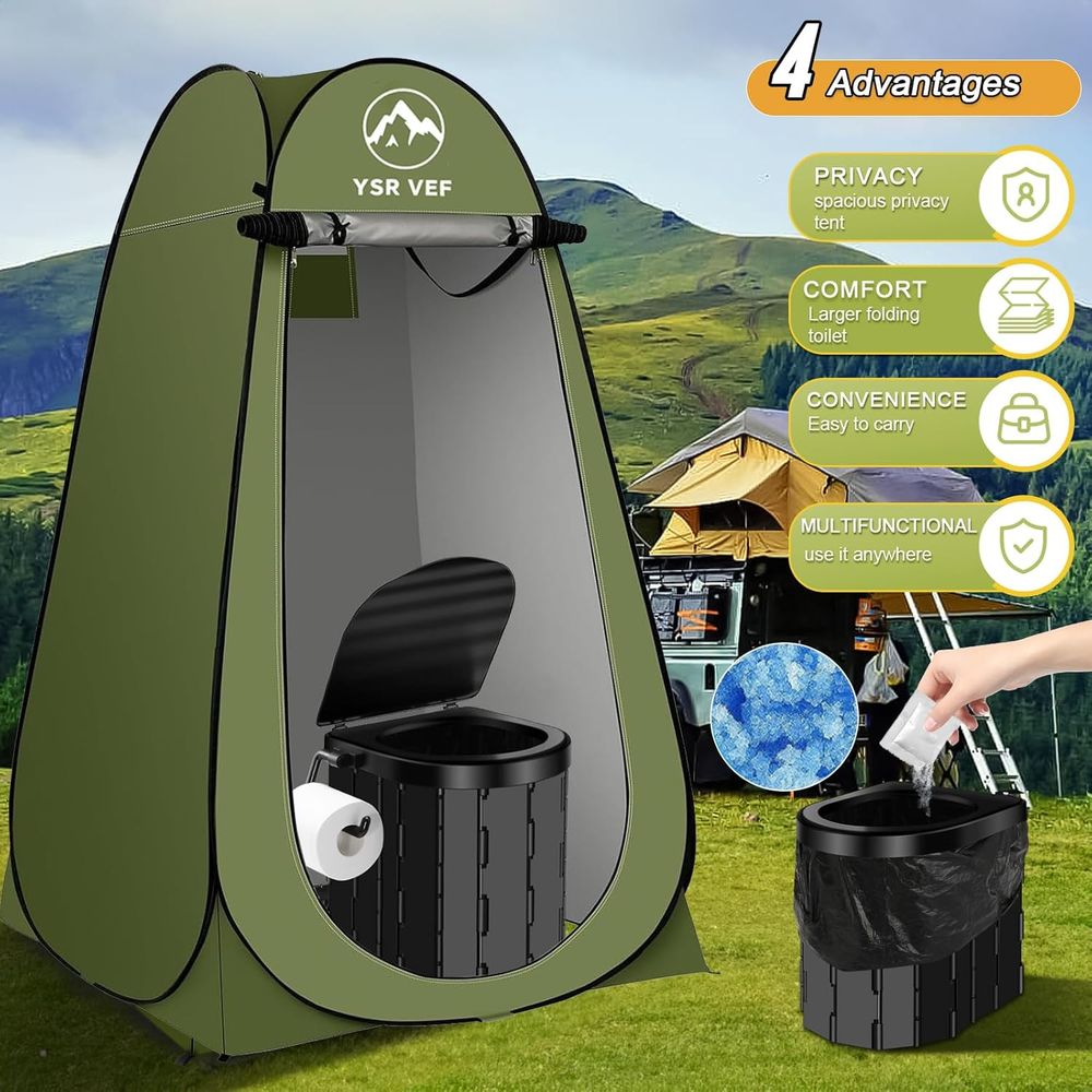 휴대용 화장실 키트, 팝업식 개인 텐트와 똥 젤 화장실 - Outdoor Camp 리뷰 및 가격
