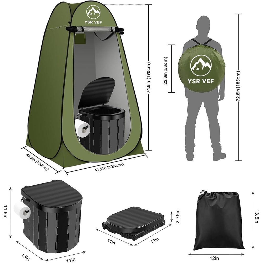 휴대용 화장실 키트, 팝업식 개인 텐트와 똥 젤 화장실 - Outdoor Camp 리뷰 및 가격