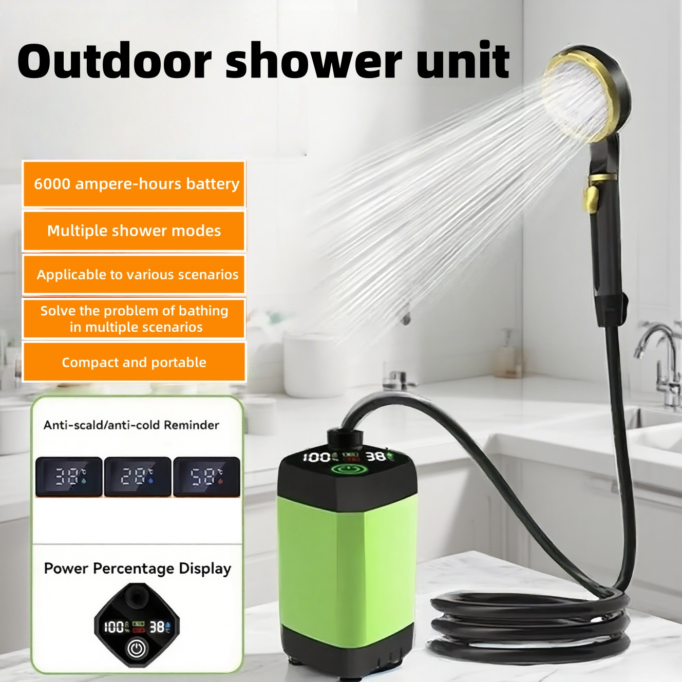 휴대용 야외 전기 샤워기, 긴 배터리 수명, 캠핑, 욕 - Outdoor Camping Shower 리뷰 및 가격