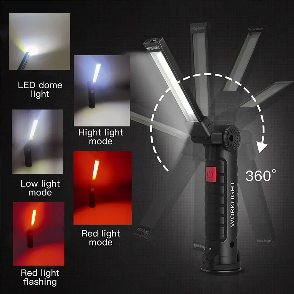 휴대용 COB LED 손전등 USB 충전식 작업 조명  - Outdoor Camping Lighting 리뷰 및 가격