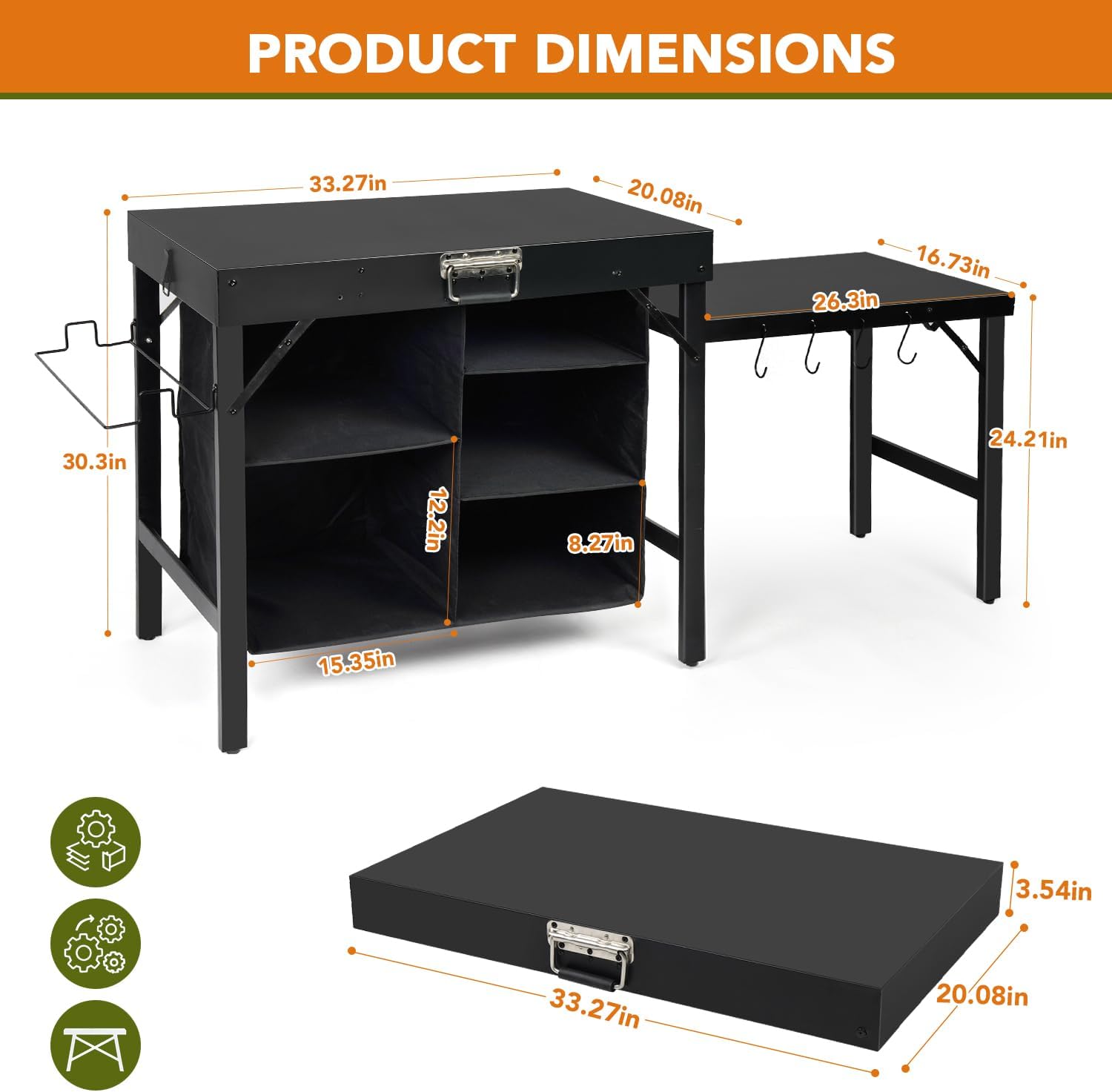 휴대용 접이식 그리들 스탠드, 수납 선반 포함, 헤비  - Outdoor Camping Kitchen Setup 리뷰 및 가격