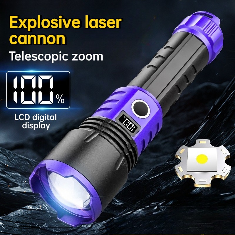 다기능 강력 LED 손전등 USB 충전 줌 가능 디지털 - Outdoor Camping Lighting 리뷰 및 가격