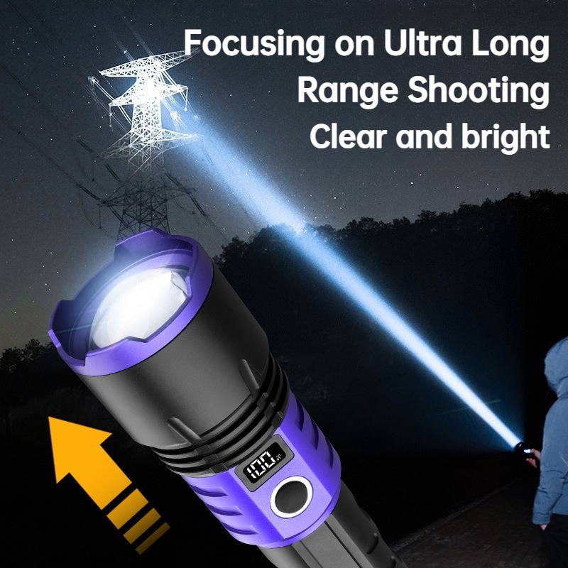 다기능 강력 LED 손전등 USB 충전 줌 가능 디지털 - Outdoor Camping Lighting 리뷰 및 가격