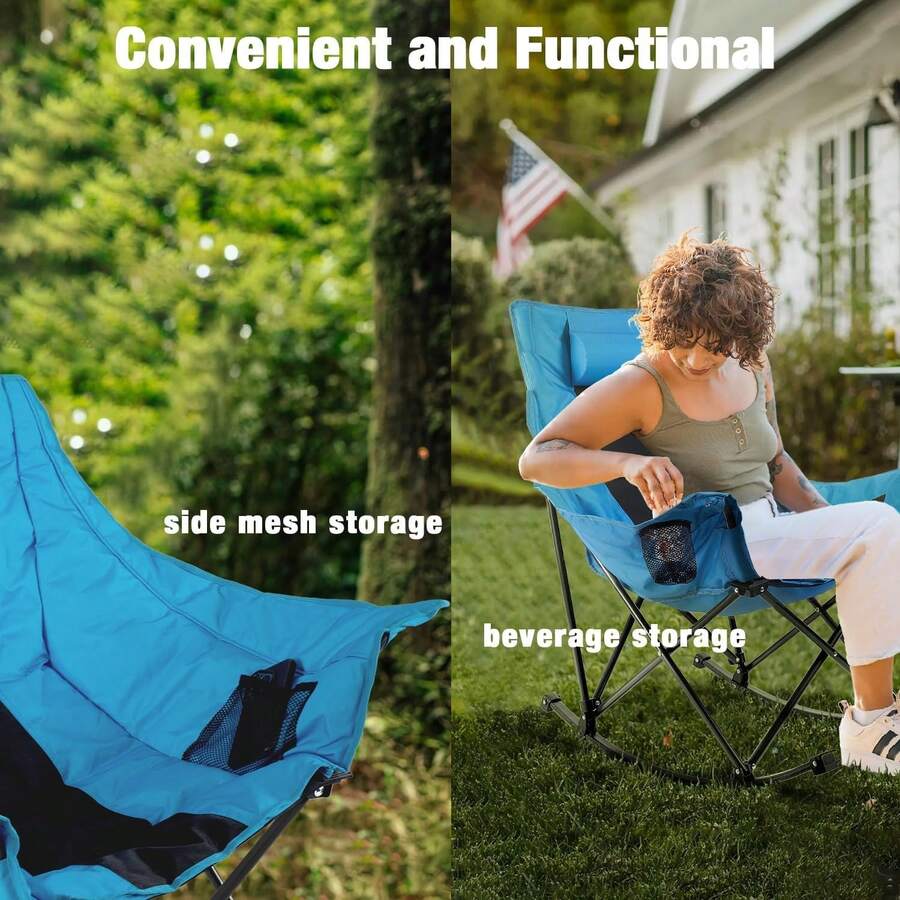 성인용 야외 접이식 흔들의자 캠핑 의자 – 휴대용 대형 - Outdoor Camping Rocking Chair 리뷰 및 가격