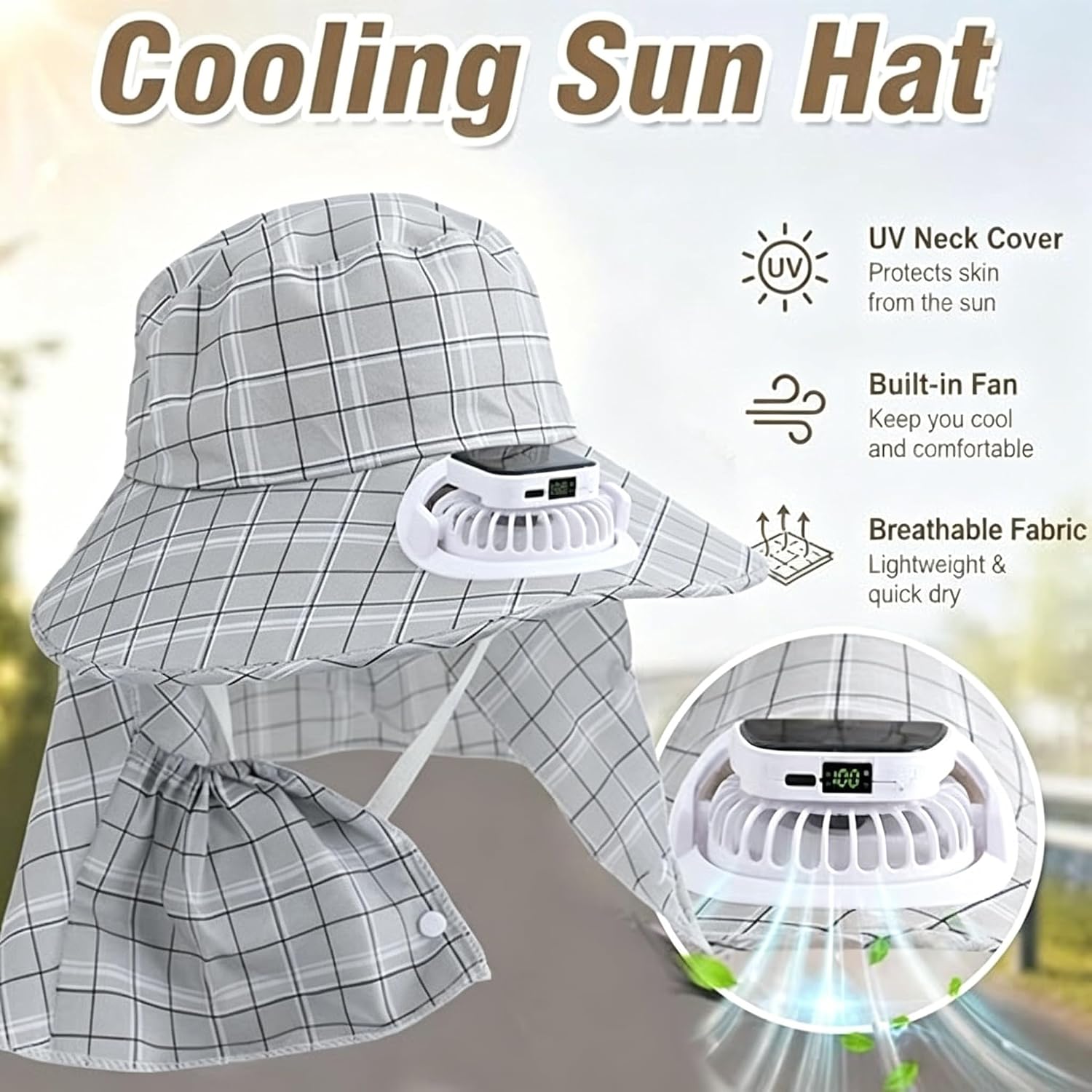 1PC 태양광 넥 가드 팬 모자 USB 충전식 팬 모자 - Outdoor Camping Hat 리뷰 및 가격