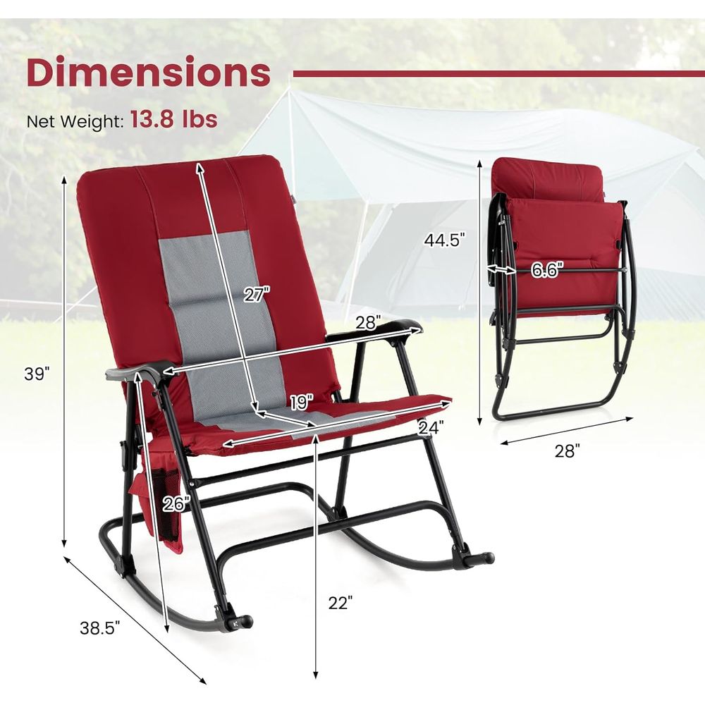 금속 프레임이 있는 초대형 패딩 처리된 야외 흔들의자, - Outdoor Camping Rocking Chair 리뷰 및 가격