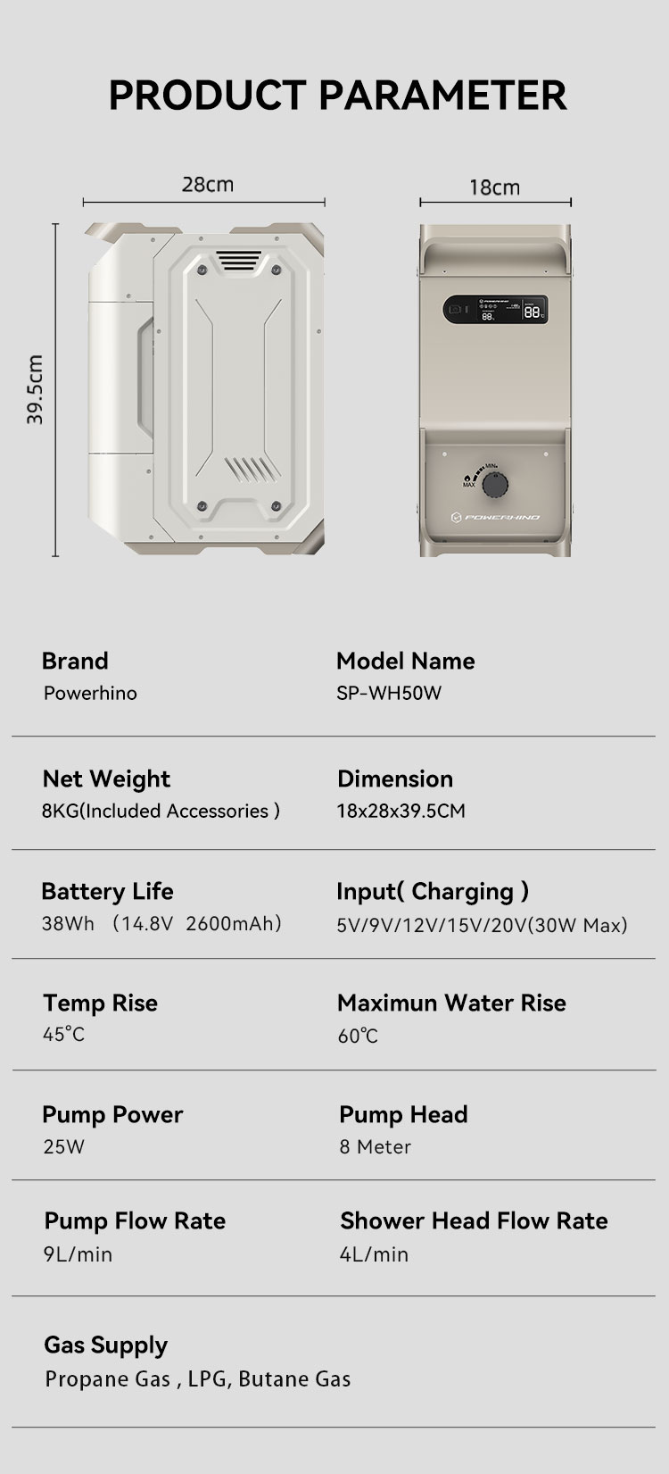 파워히노 충전식 3L 방수 야외 LPG 프로판 가스 휴 - Outdoor Camping Shower 리뷰 및 가격
