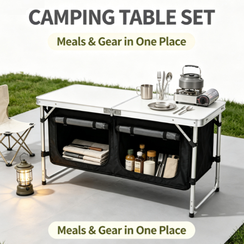 실버 알루미늄 접이식 캠핑 테이블 (이중 수납공간 포함 - Outdoor Camping Kitchen Setup 리뷰 및 가격