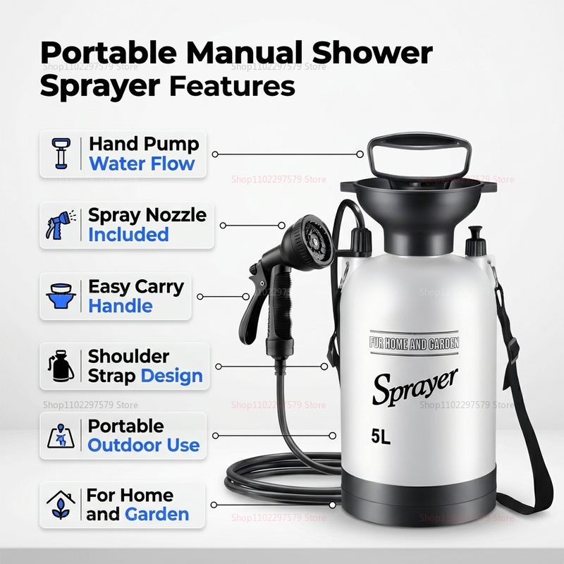 휴대용 캠핑 샤워기 5L 수동 펌프 물 시스템 야외 샤 - Outdoor Camping Shower 리뷰 및 가격
