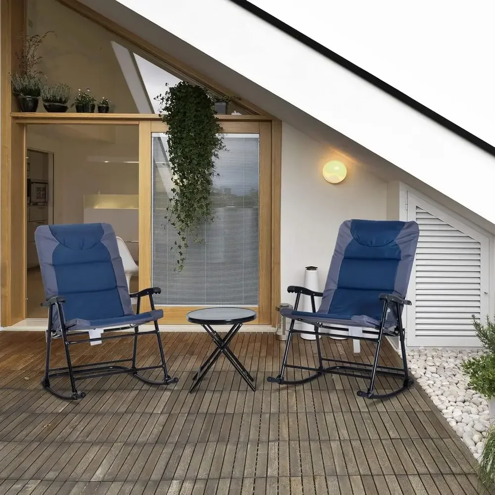 네이비 블루 3피스 야외 파티오 가구 세트(유리 커피  - Outdoor Camping Rocking Chair 리뷰 및 가격