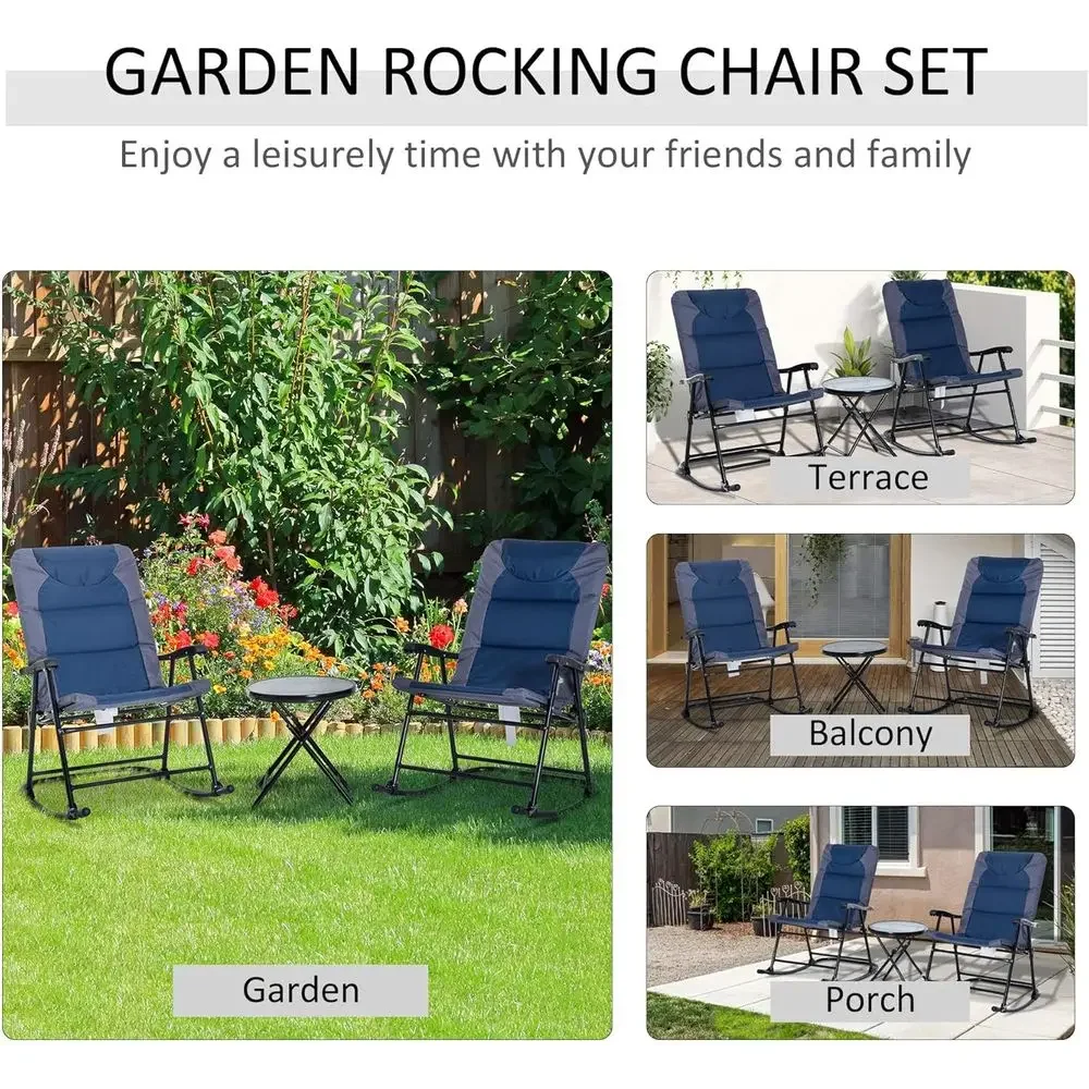 네이비 블루 3피스 야외 파티오 가구 세트(유리 커피  - Outdoor Camping Rocking Chair 리뷰 및 가격