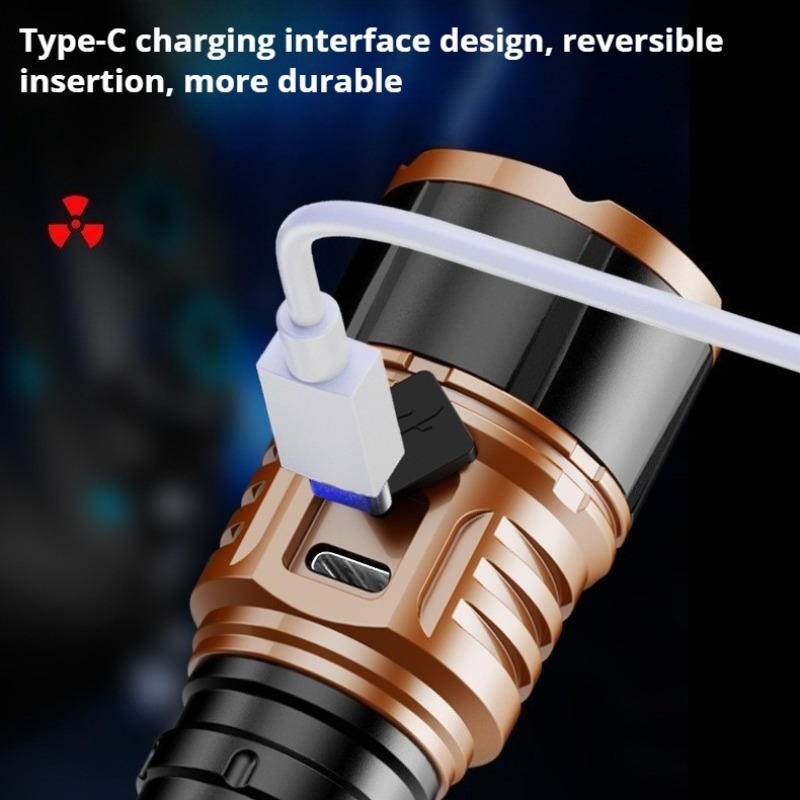 강력한 조명 고출력 LED 손전등 타입-C 충전 방수  - Outdoor Camping Lighting 리뷰 및 가격