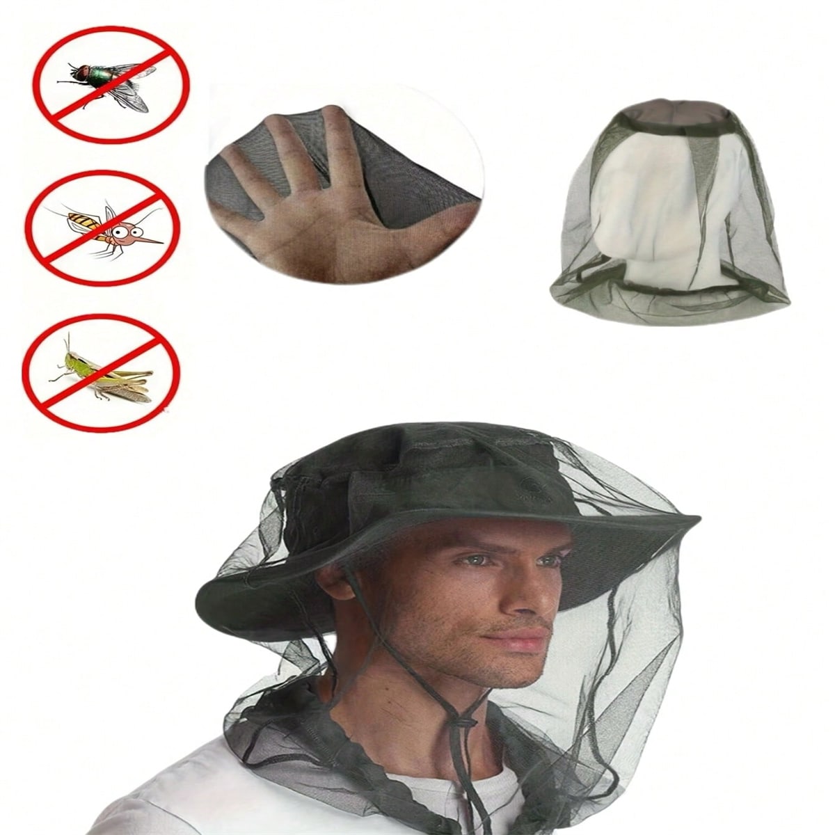 2PC 야외 캠핑 및 하이킹, 곤충 및 모기 방제, 머 - Outdoor Camping Hat 리뷰 및 가격