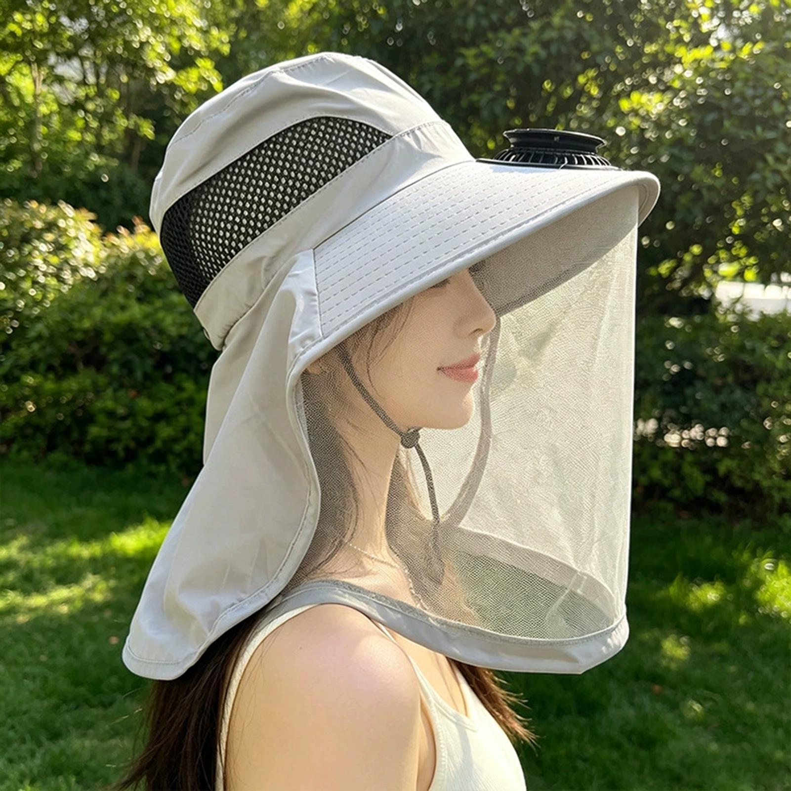 낚시용 팬햇, 태양광 팬이 있는 넓은 챙 모자, 모기망 - Outdoor Camping Hat 리뷰 및 가격